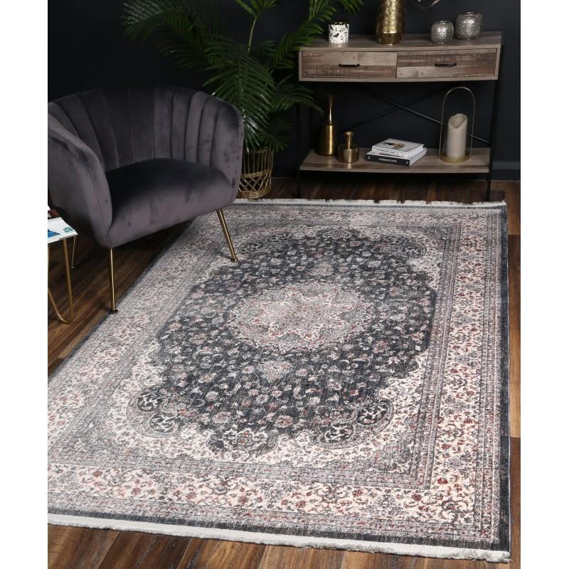 Alhambra navy transitional floor rug