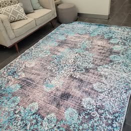 COZY MACHINE WASHABLE - Lagoon        Print Rug 200x300