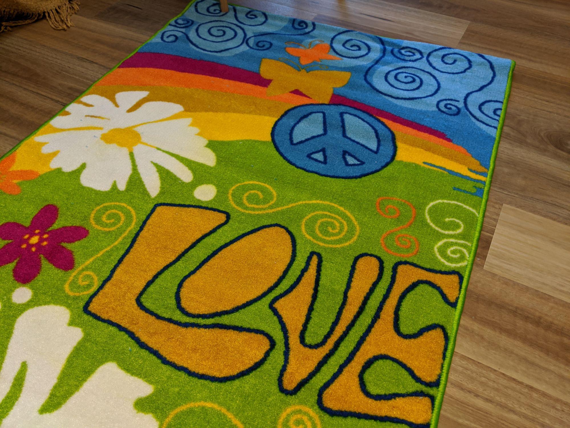 Peace and love kids rug