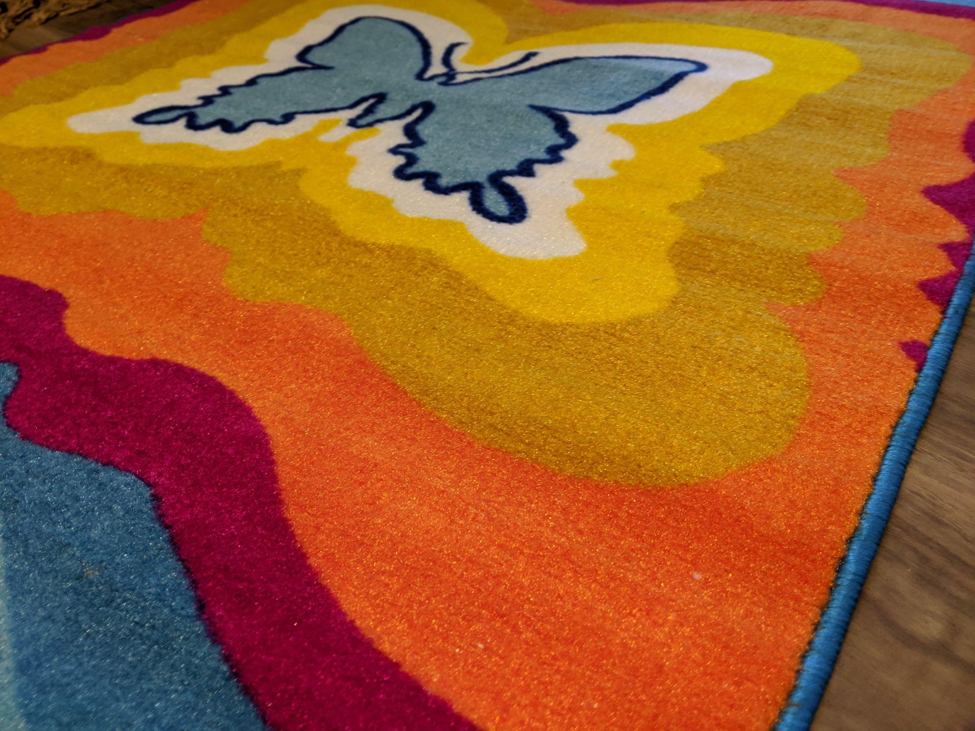 Fluro Butterfly kids rug