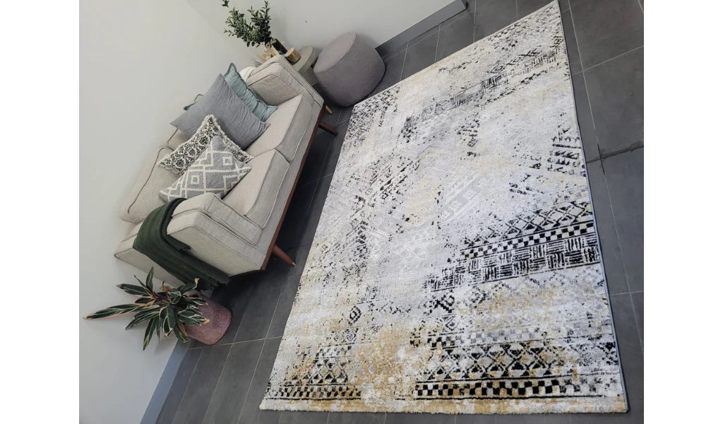 Alissa 736 grey black Tribal rug