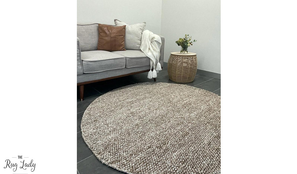 Avani Taupe Beige Loop Round Rug
