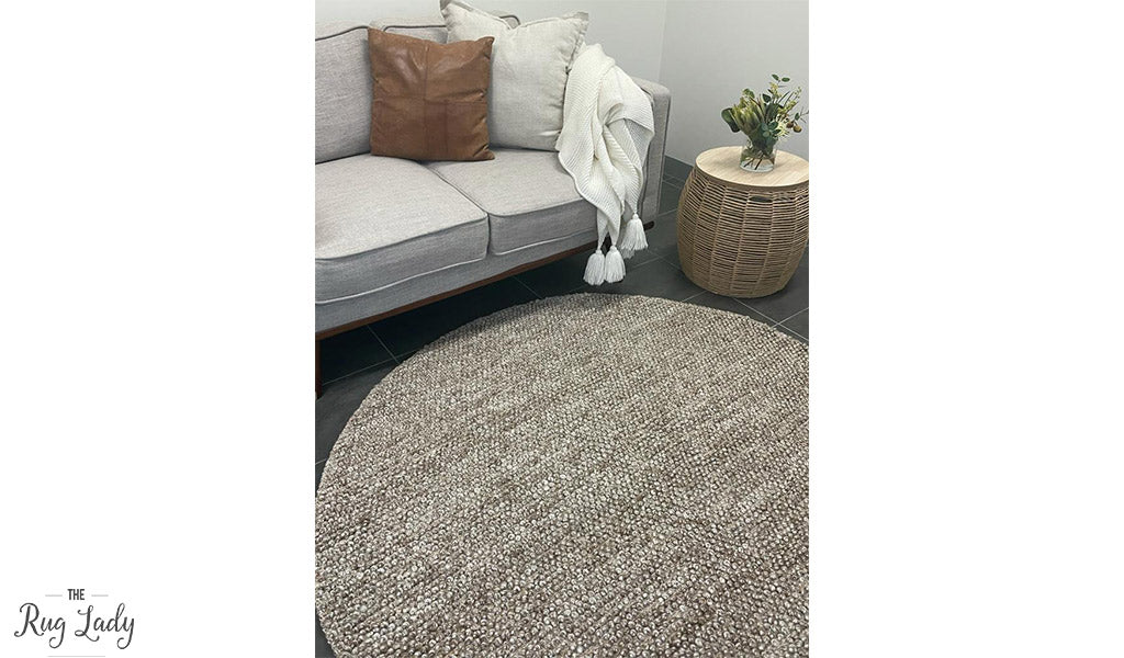 Avani Taupe Beige Loop Round Rug
