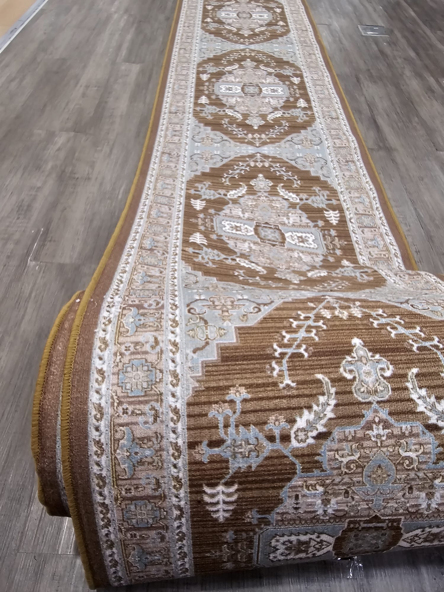 Gabe medallion brown hallway runner 67cm Wide