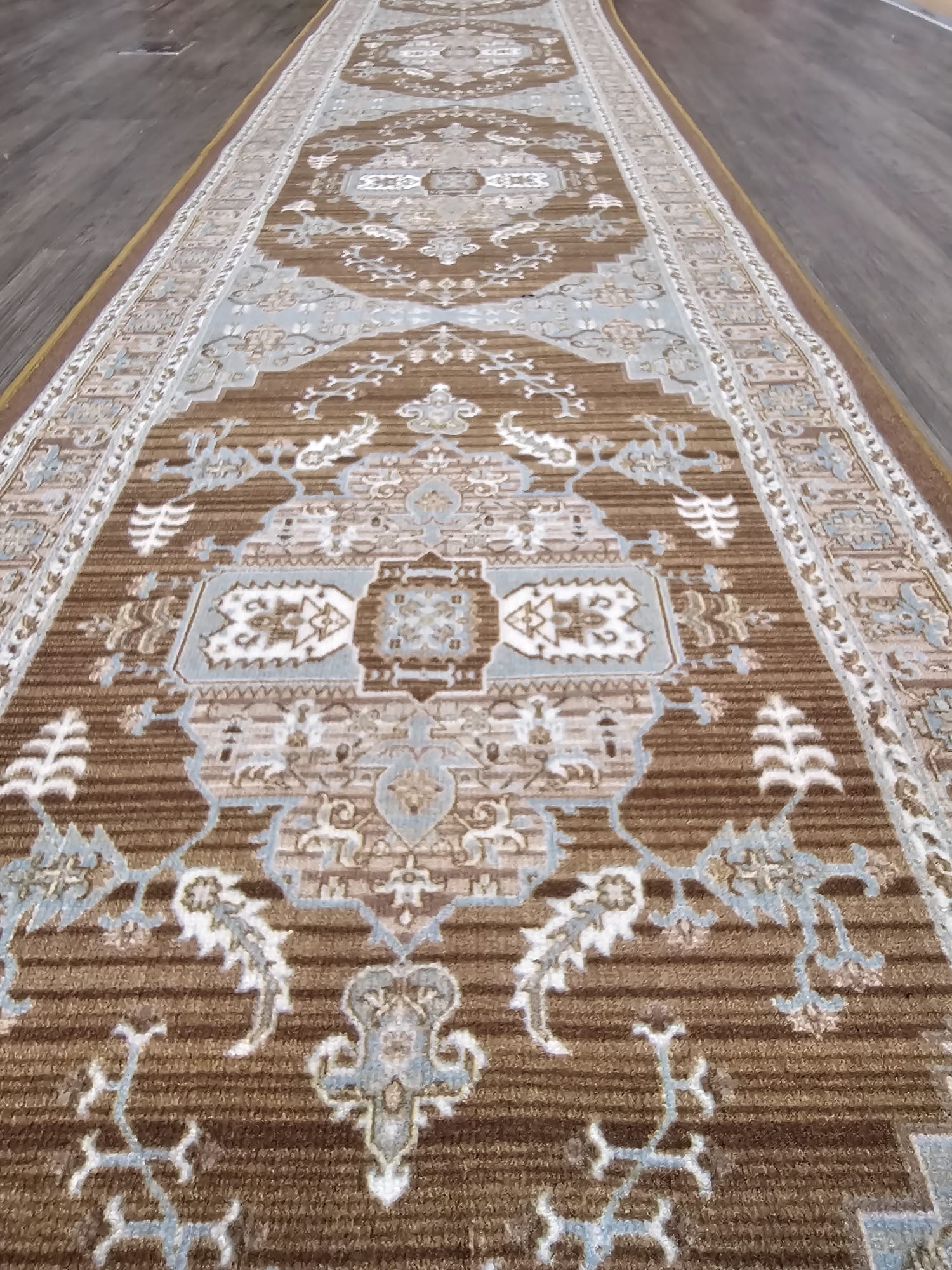 Gabe medallion brown hallway runner 67cm Wide