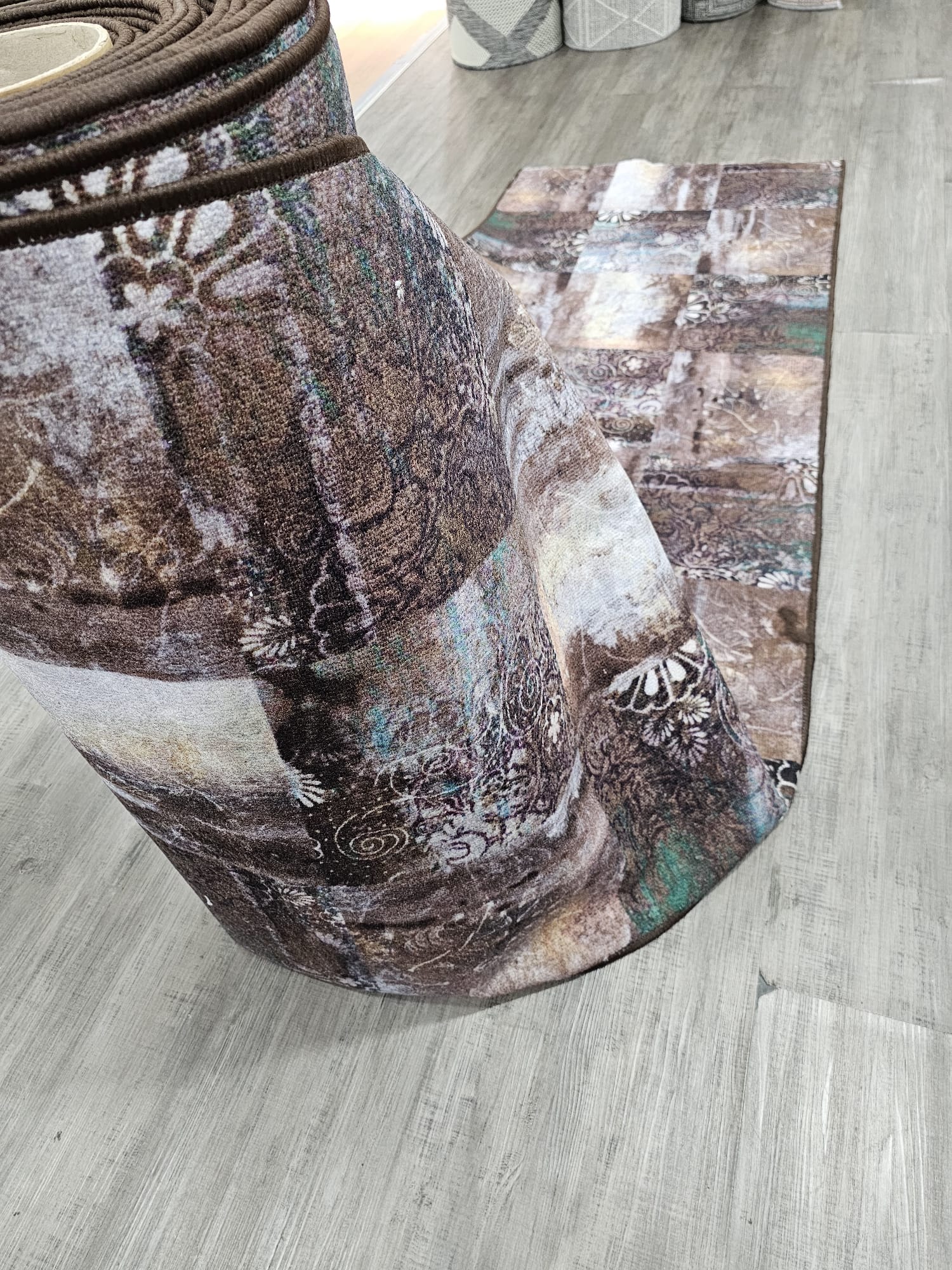 Gabe artistic brown hallway runner 80 cm Wide