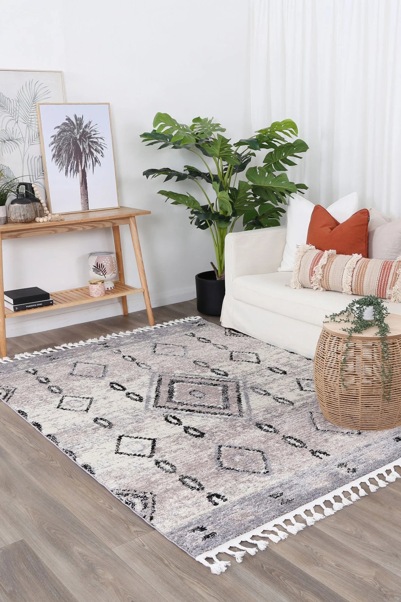 Morocco Tribal Diamond Ash shagg Rug