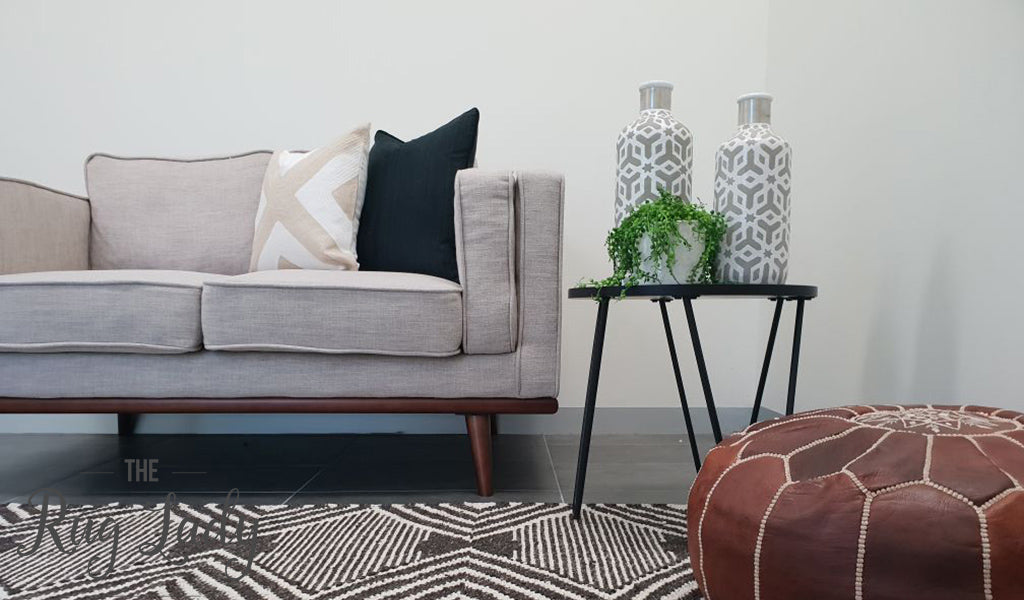 Bohemian Brown Charcoal Diamond Hand-Loomed Textured Rug