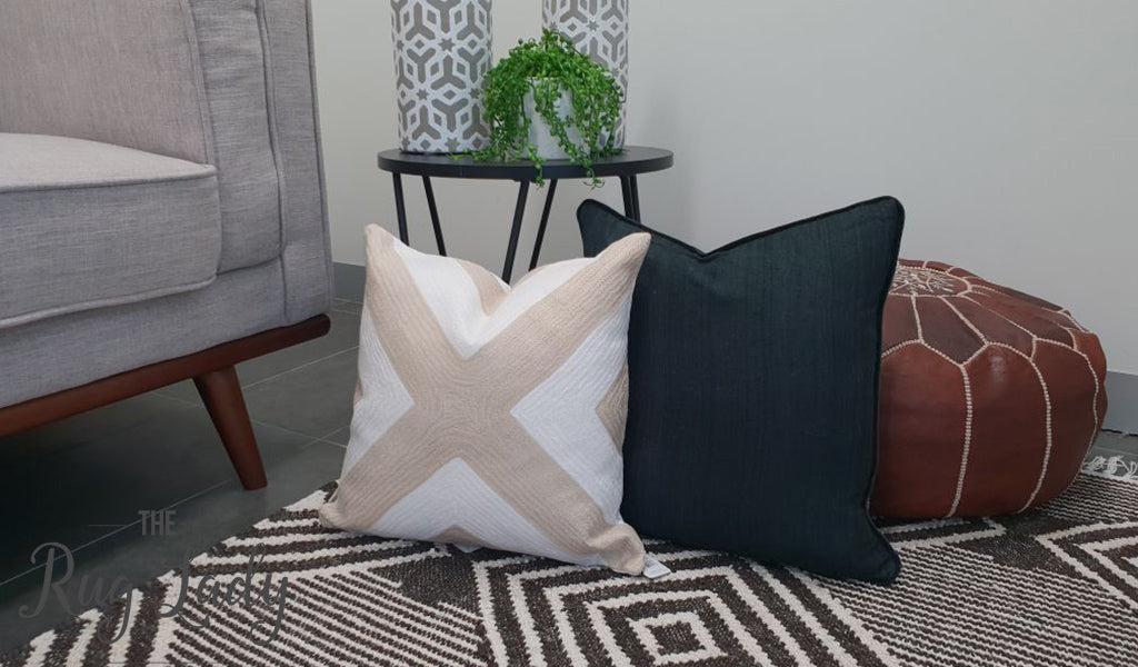 Bohemian Brown Charcoal Diamond Hand-Loomed Textured Rug