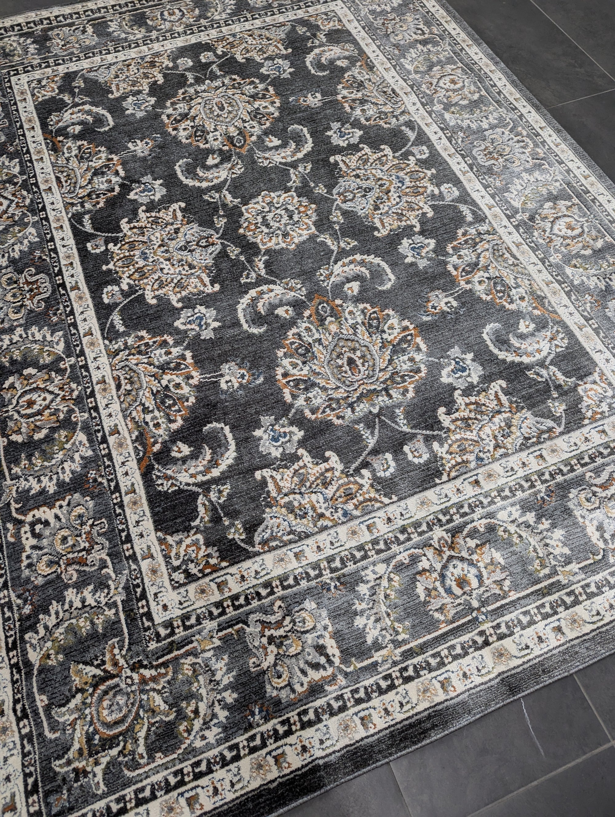 Fruzan Charcoal Oriental Bordered  150 x 220 cm