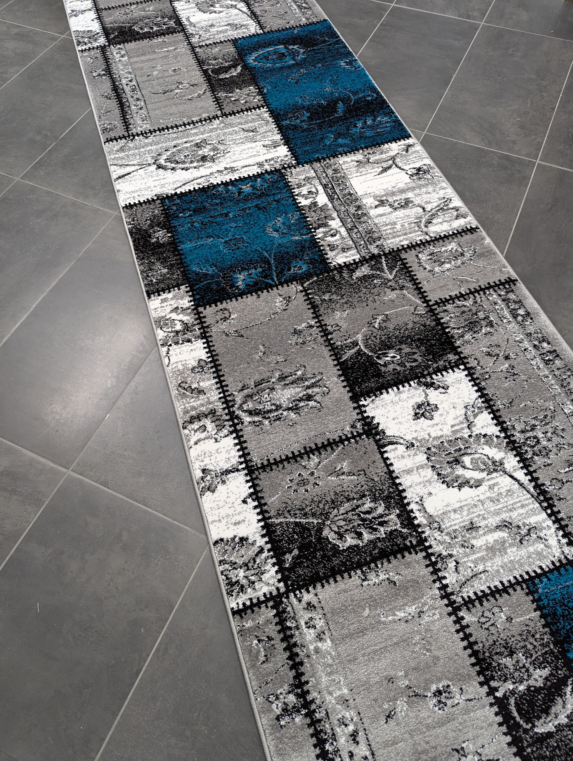 Istanbul 3011 grey blue 80 cm wide Runner