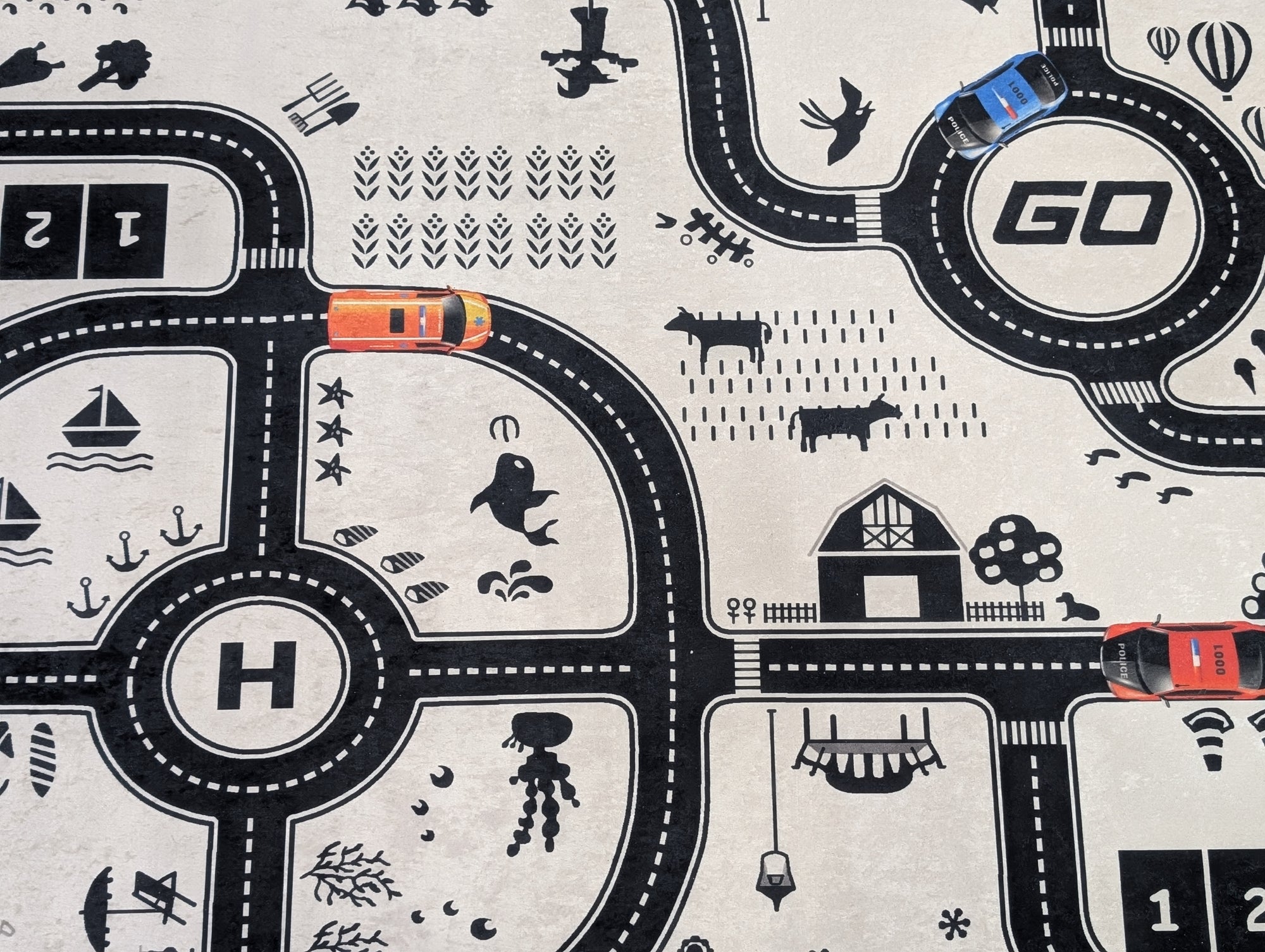 white roads city kids rug