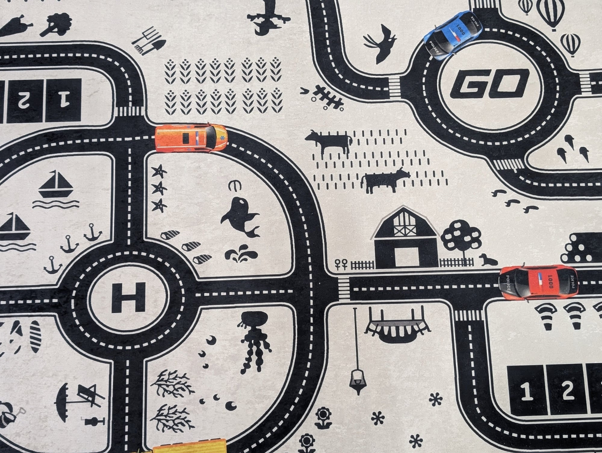 white roads city kids rug