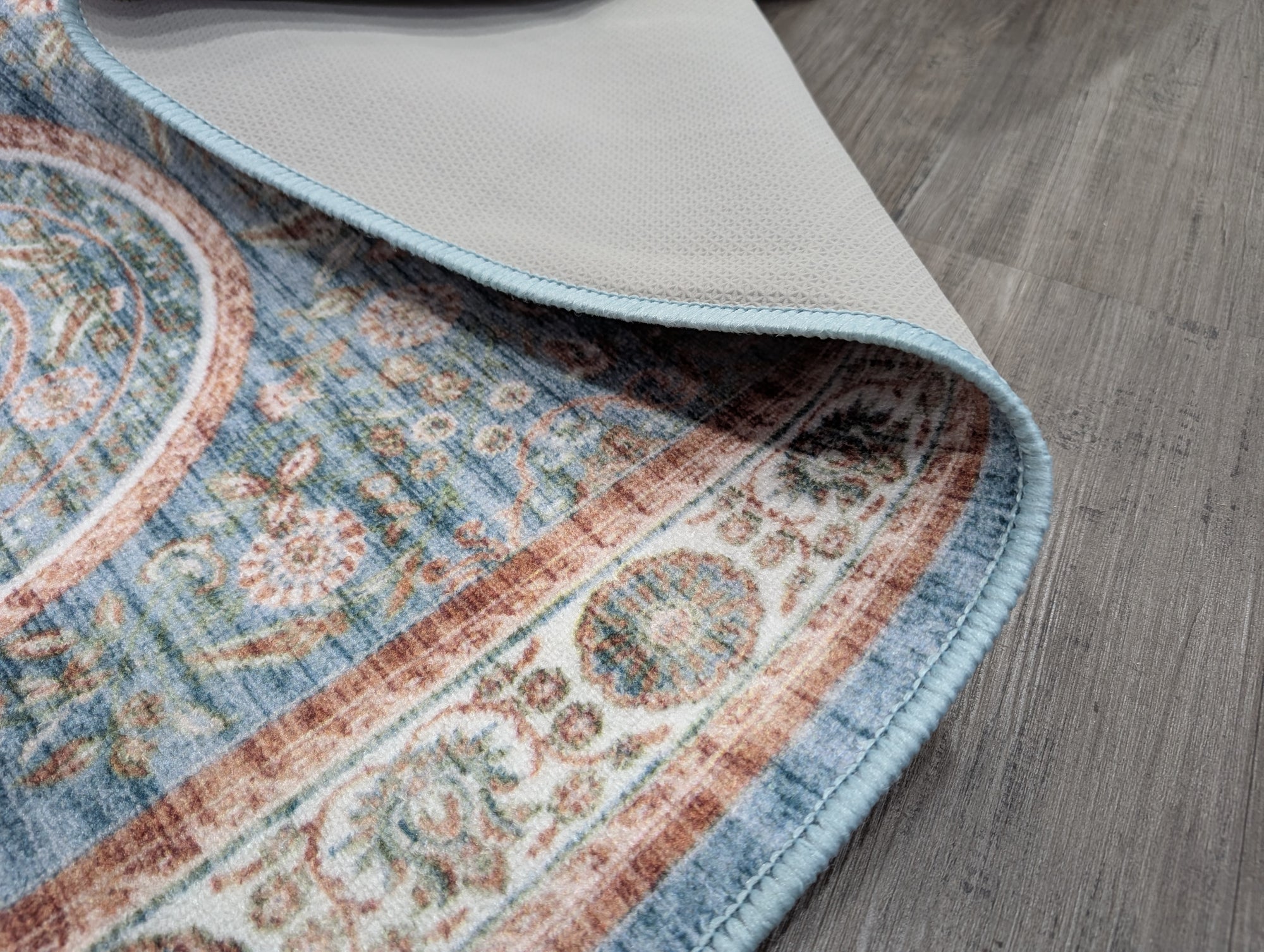 Gabe medallion blue transitional hallway runner 67cm Wide