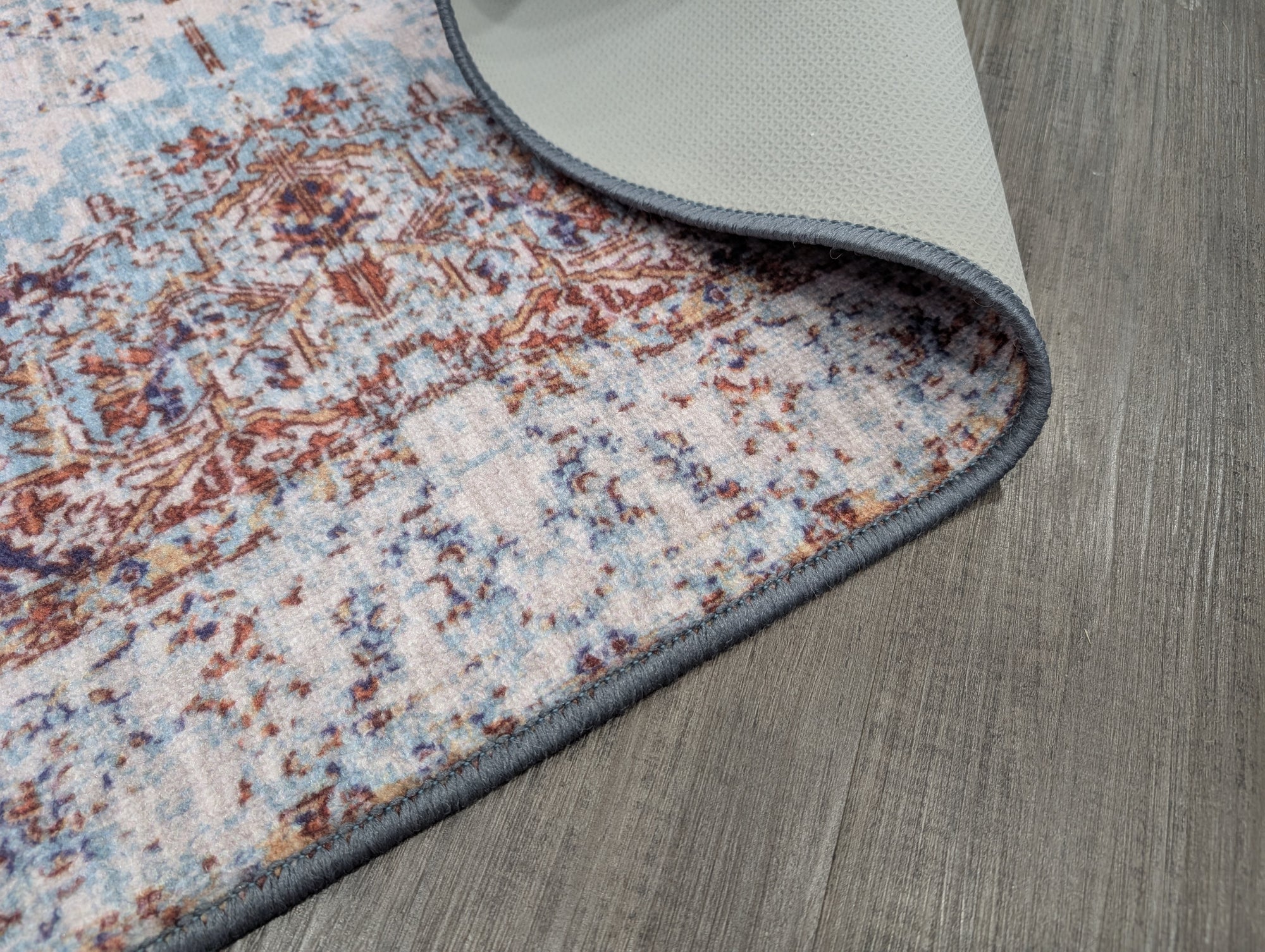 Gabe medallion blue multi transitional hallway runner 67cm Wide