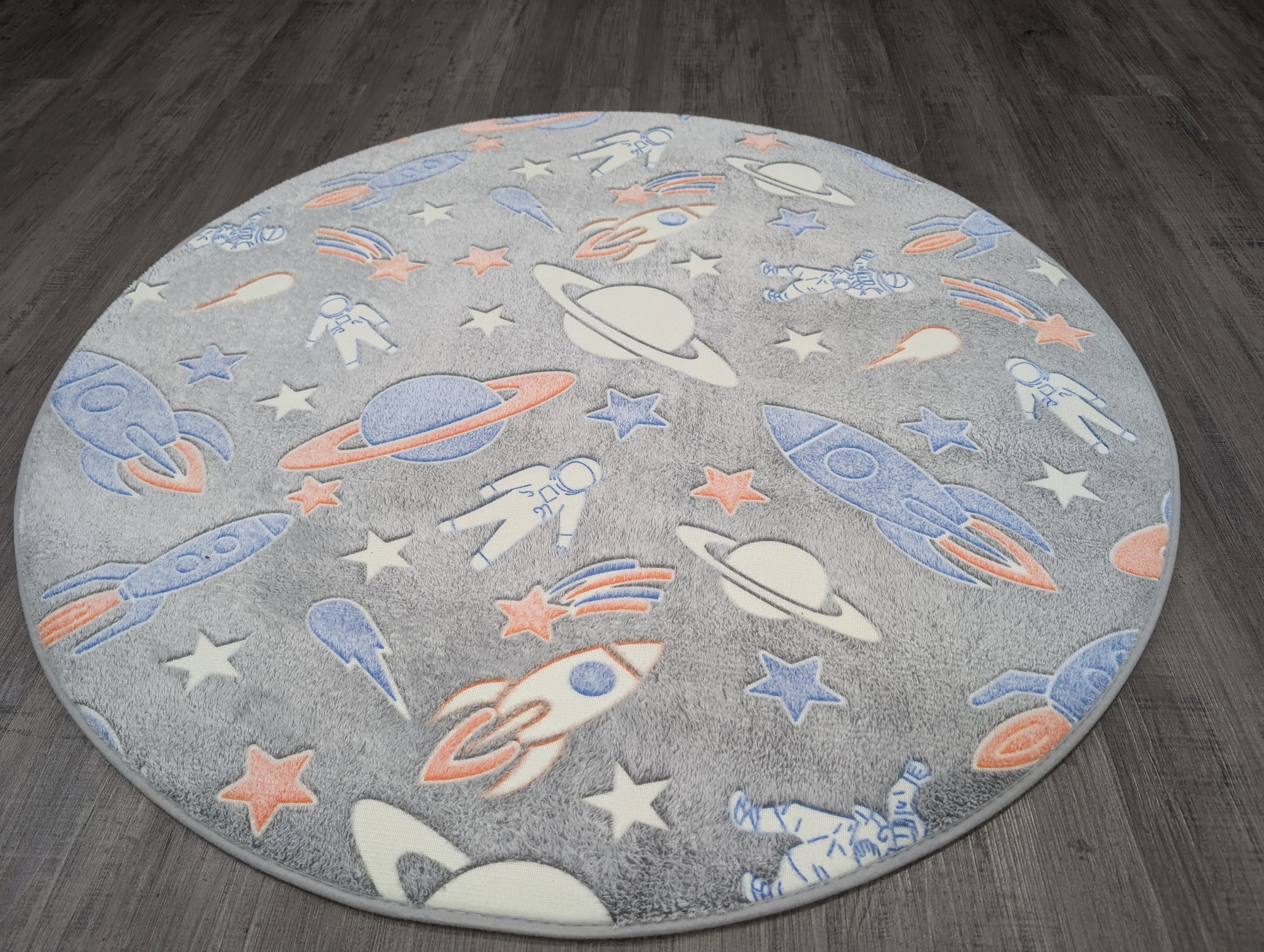 Space time circle Glow in the dark kids rug