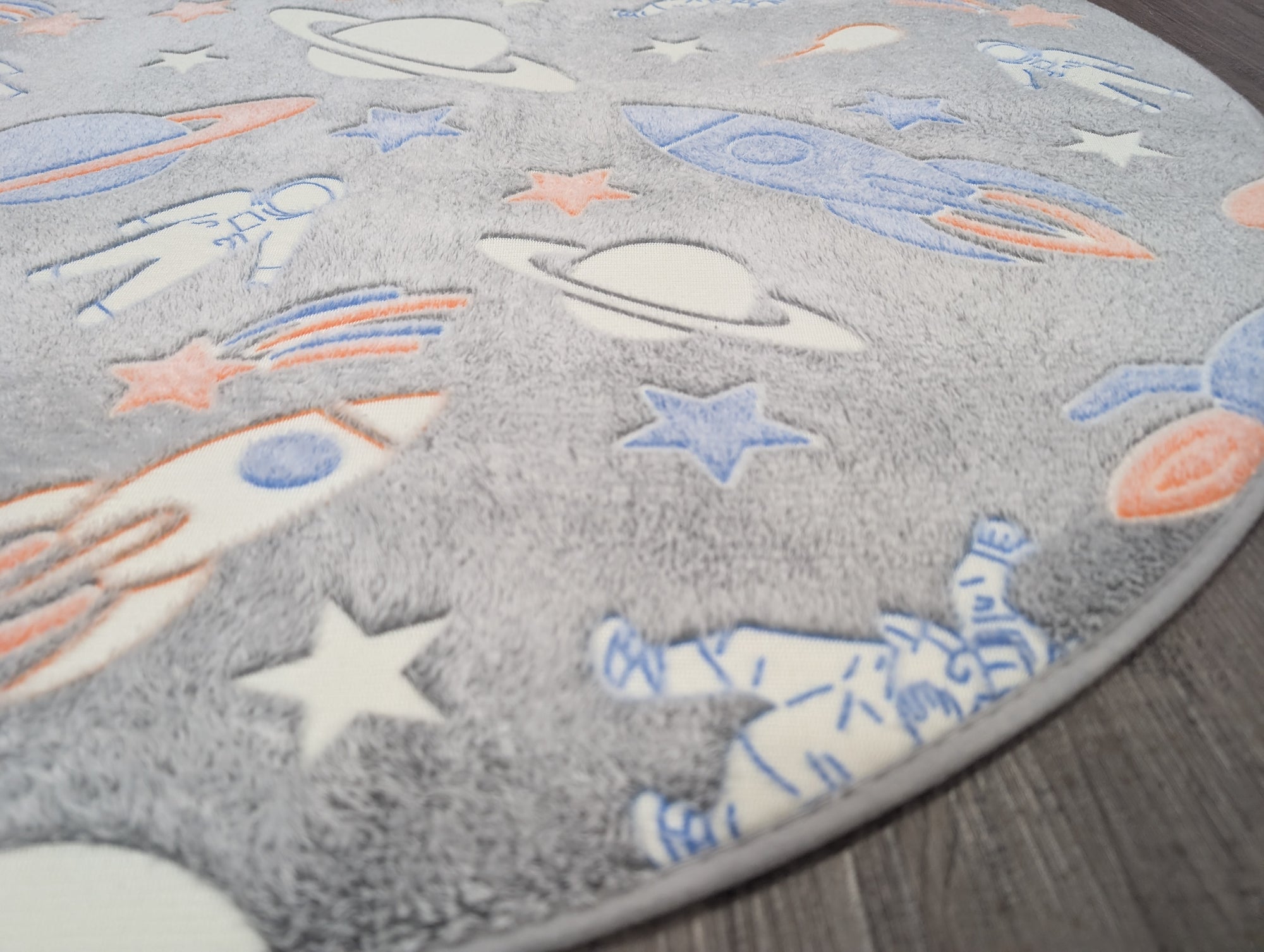 Space time circle Glow in the dark kids rug