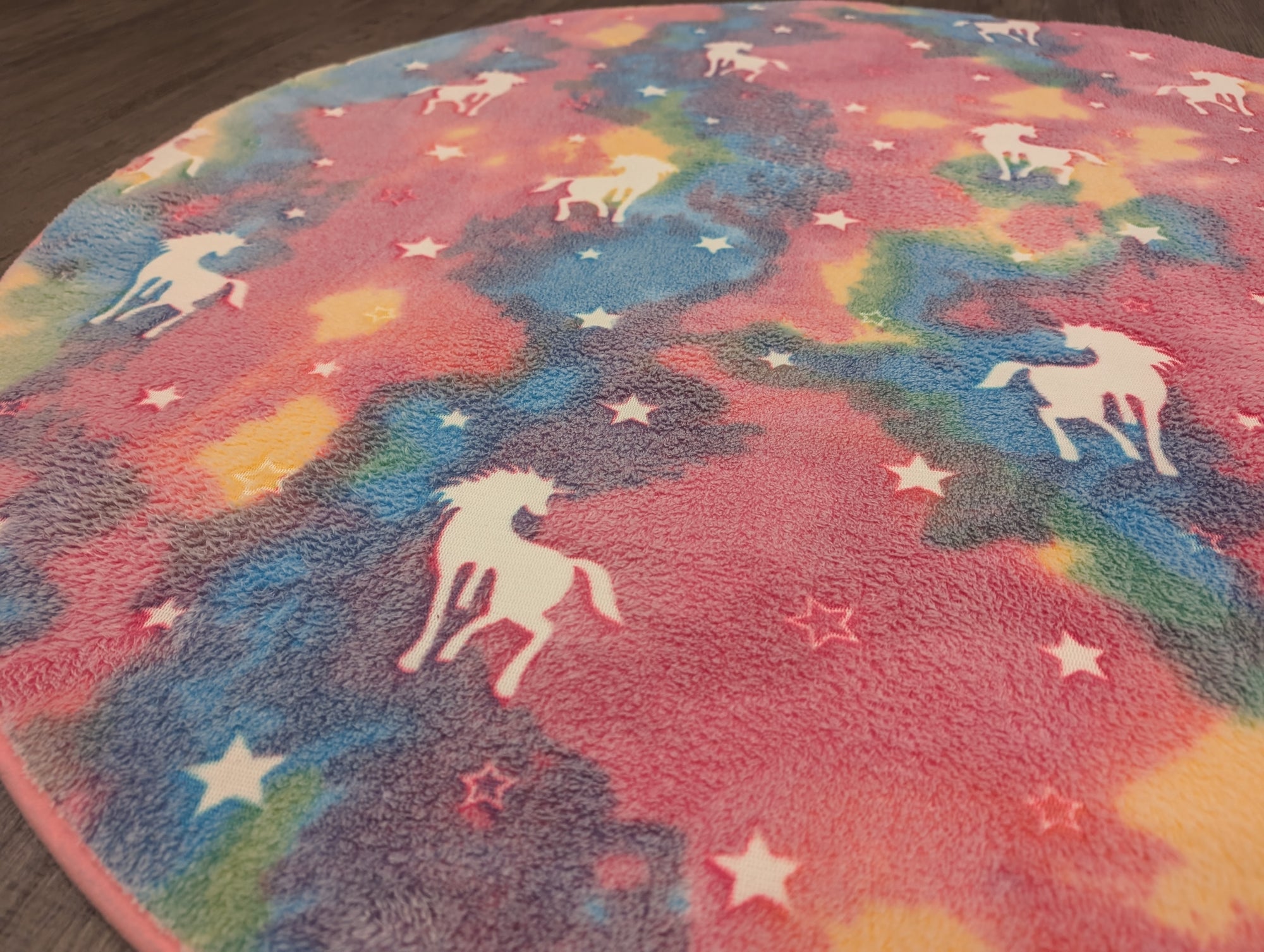Unicorn pink circle Glow in the dark kids rug