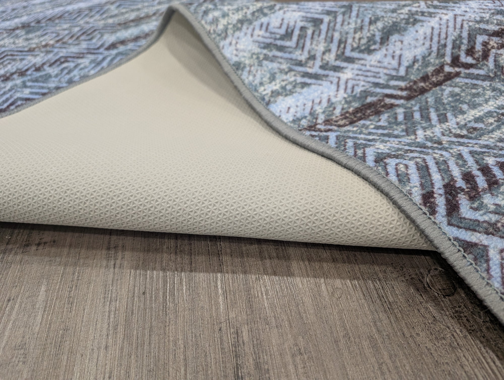 Gabe blue faded lined hallway runner 80 cm Wide