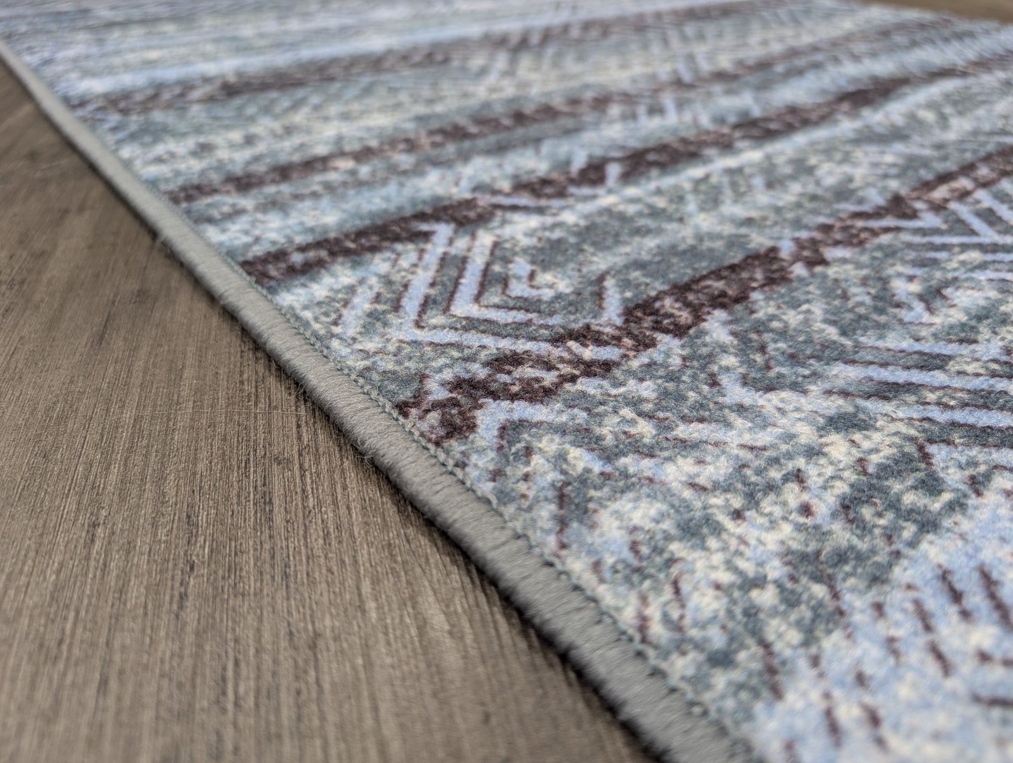 Gabe blue faded lined hallway runner 80 cm Wide