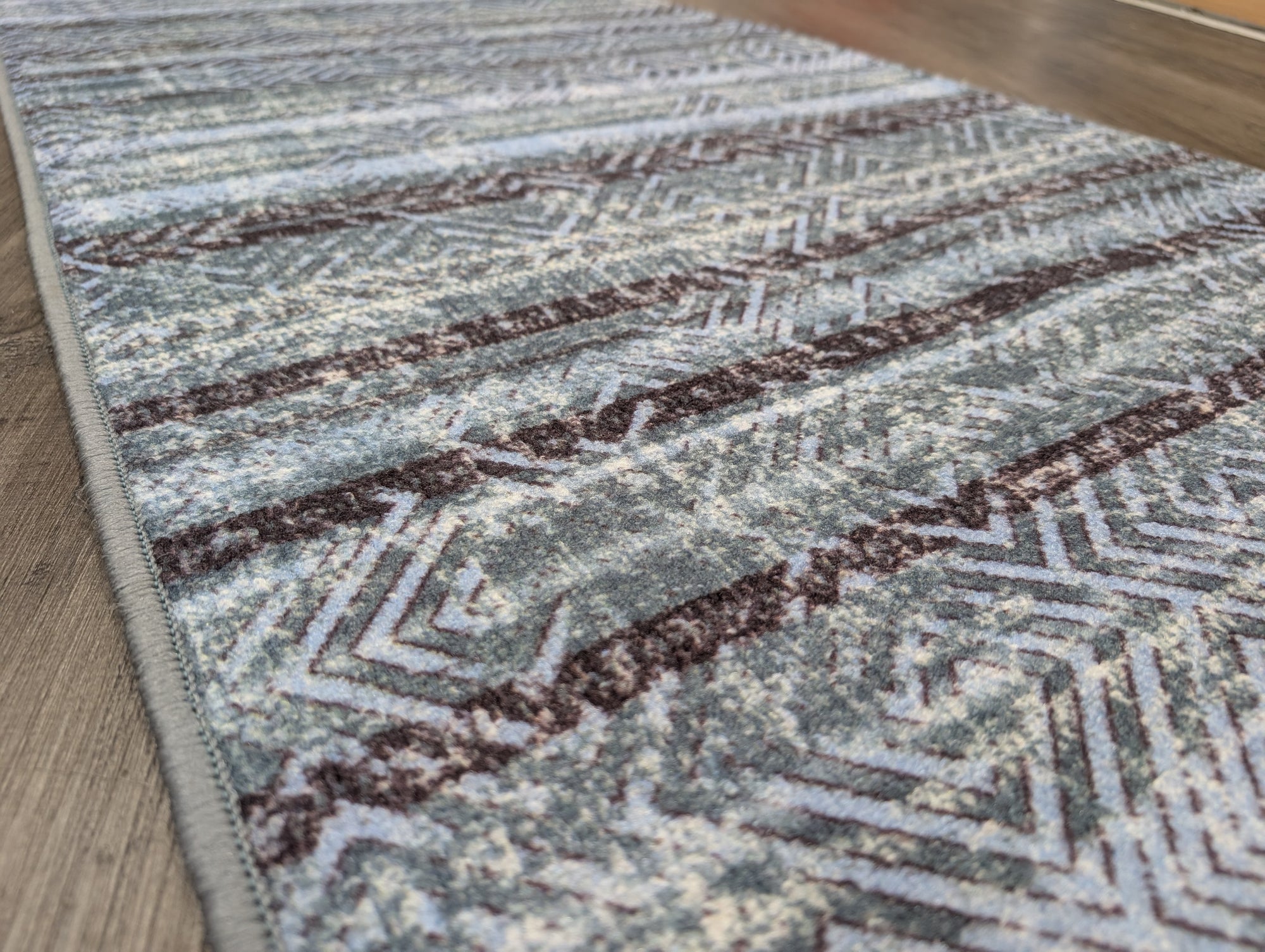 Gabe blue faded lined hallway runner 80 cm Wide