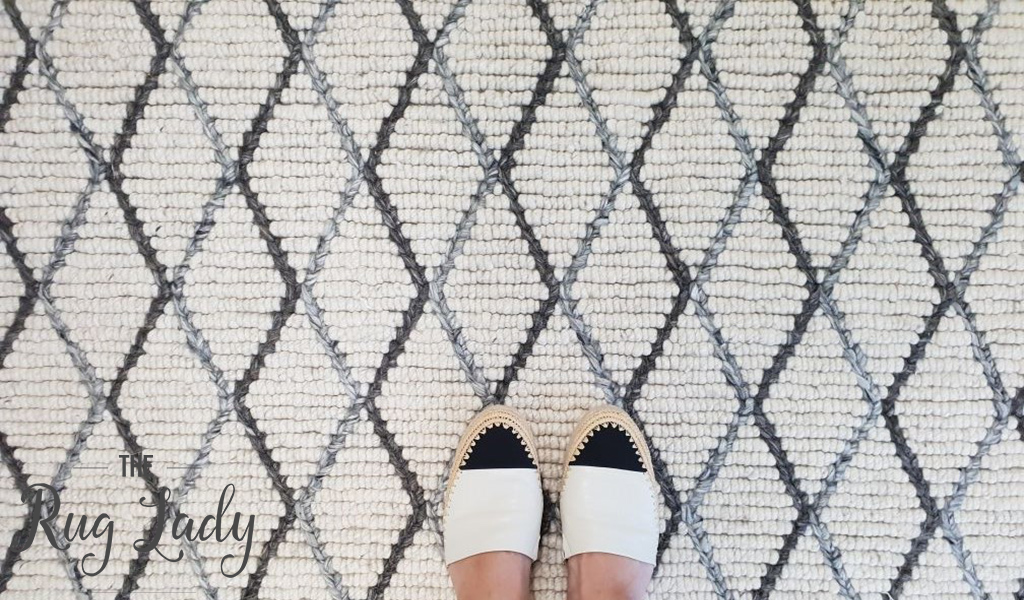 Civic Ivory Diamond Hand Woven Wool Rug