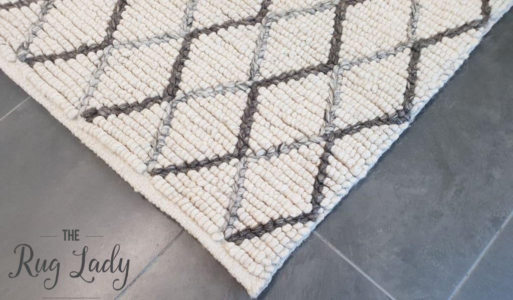 Civic Ivory Diamond Hand Woven Wool Rug