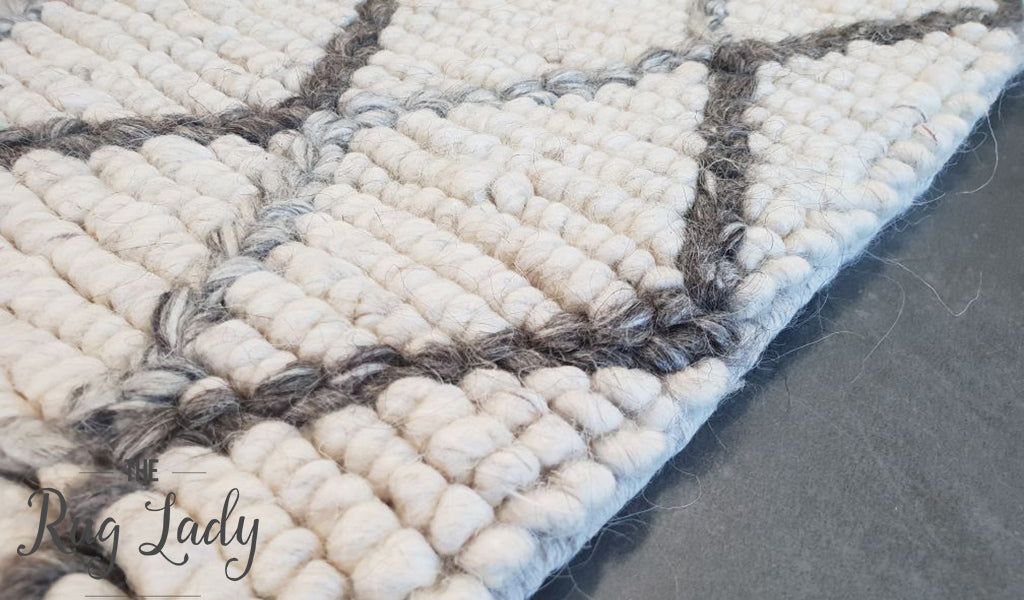 Civic Ivory Diamond Hand Woven Wool Rug