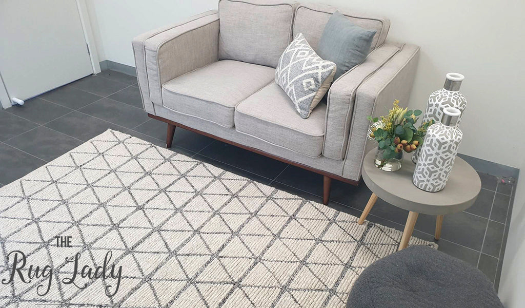 Civic Ivory Geometric Triangle Hand Woven Wool Rug