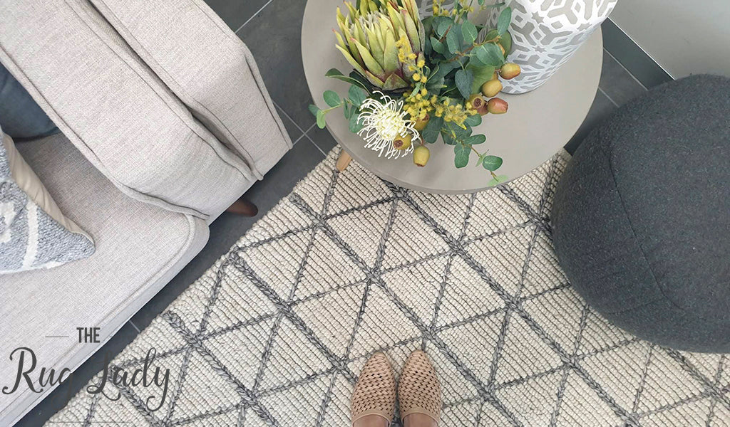 Civic Ivory Geometric Triangle Hand Woven Wool Rug