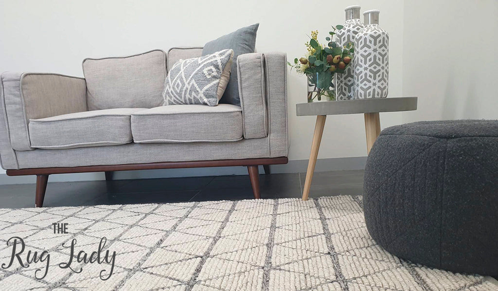 Civic Ivory Geometric Triangle Hand Woven Wool Rug