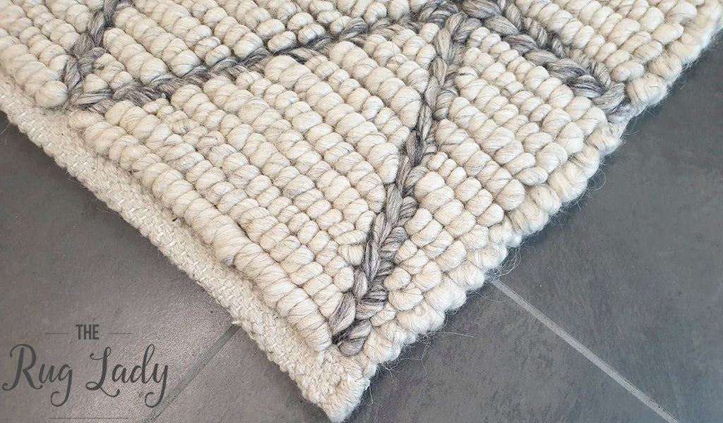 Civic Ivory Geometric Triangle Hand Woven Wool Rug