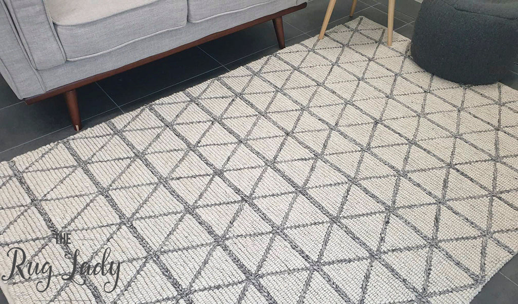 Civic Ivory Geometric Triangle Hand Woven Wool Rug