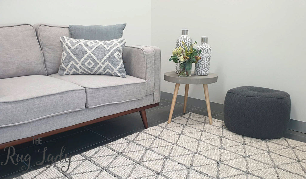 Civic Ivory Geometric Triangle Hand Woven Wool Rug