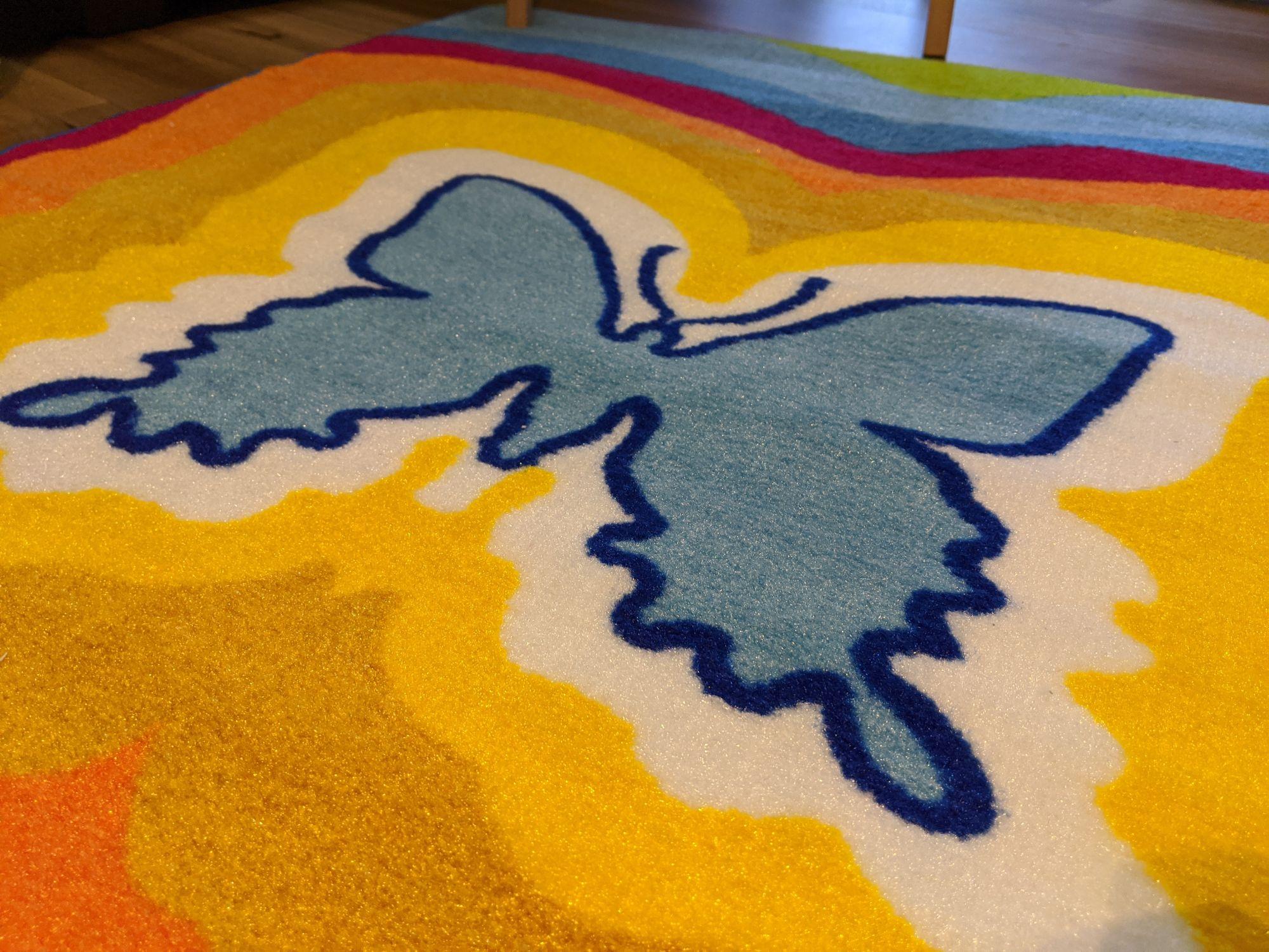Fluro Butterfly kids rug