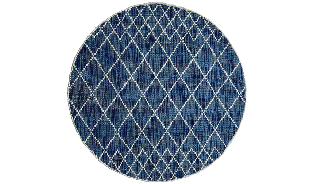 Clare Blue Diamond Lattice Wool Rug