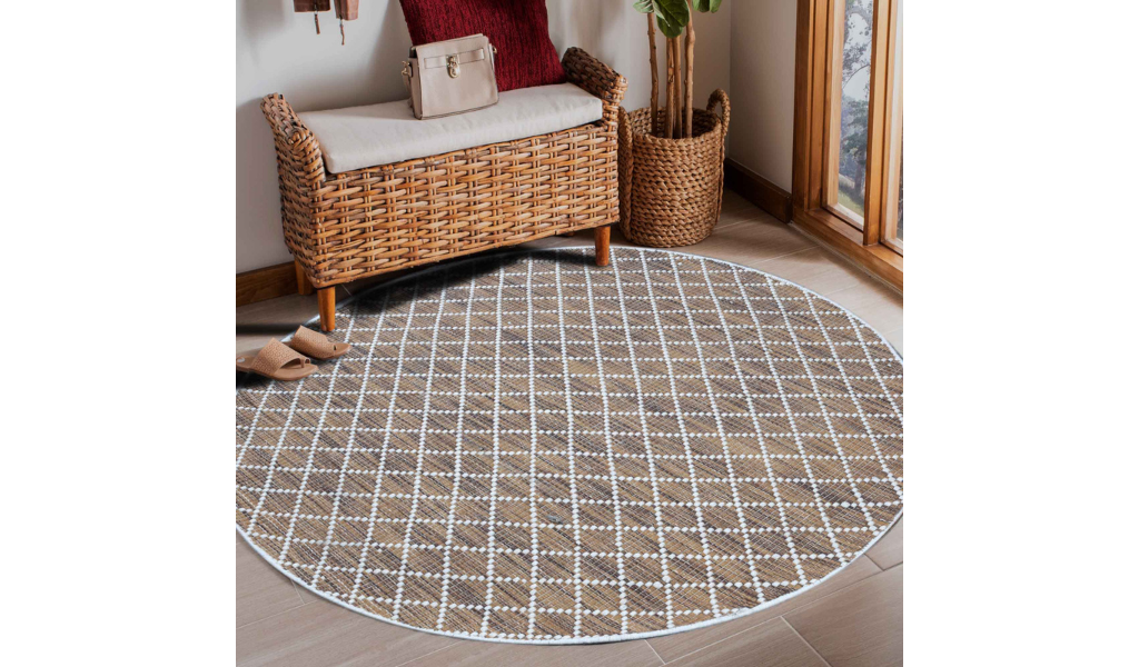 Clare Brown Diamond Lattice Wool Rug