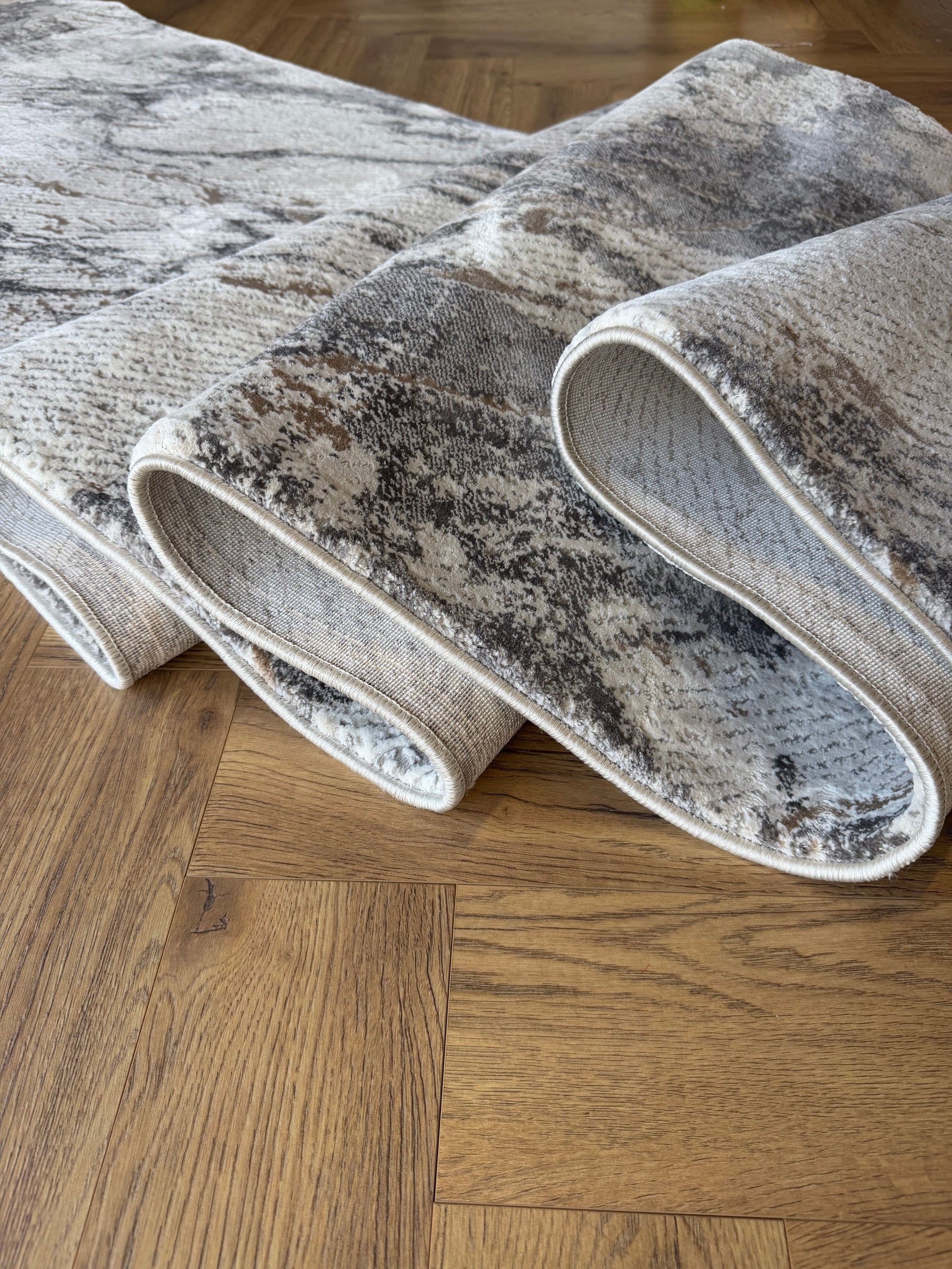 Merry Stone Grey Cream beige Runner 80cm Wide