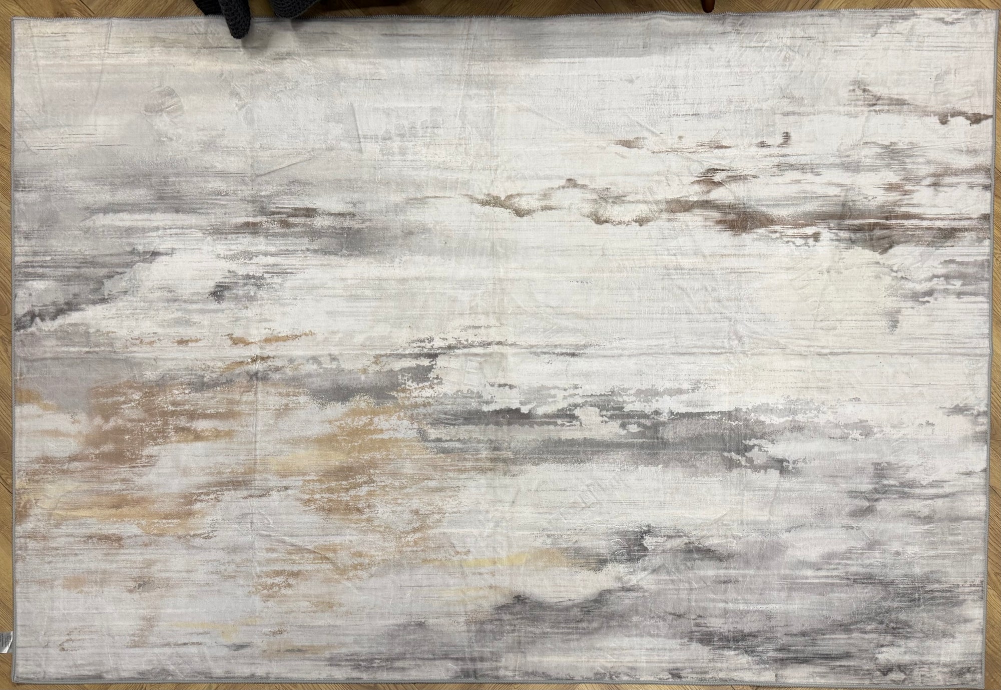Vela Sandstone Abstract Machine Washable Rug