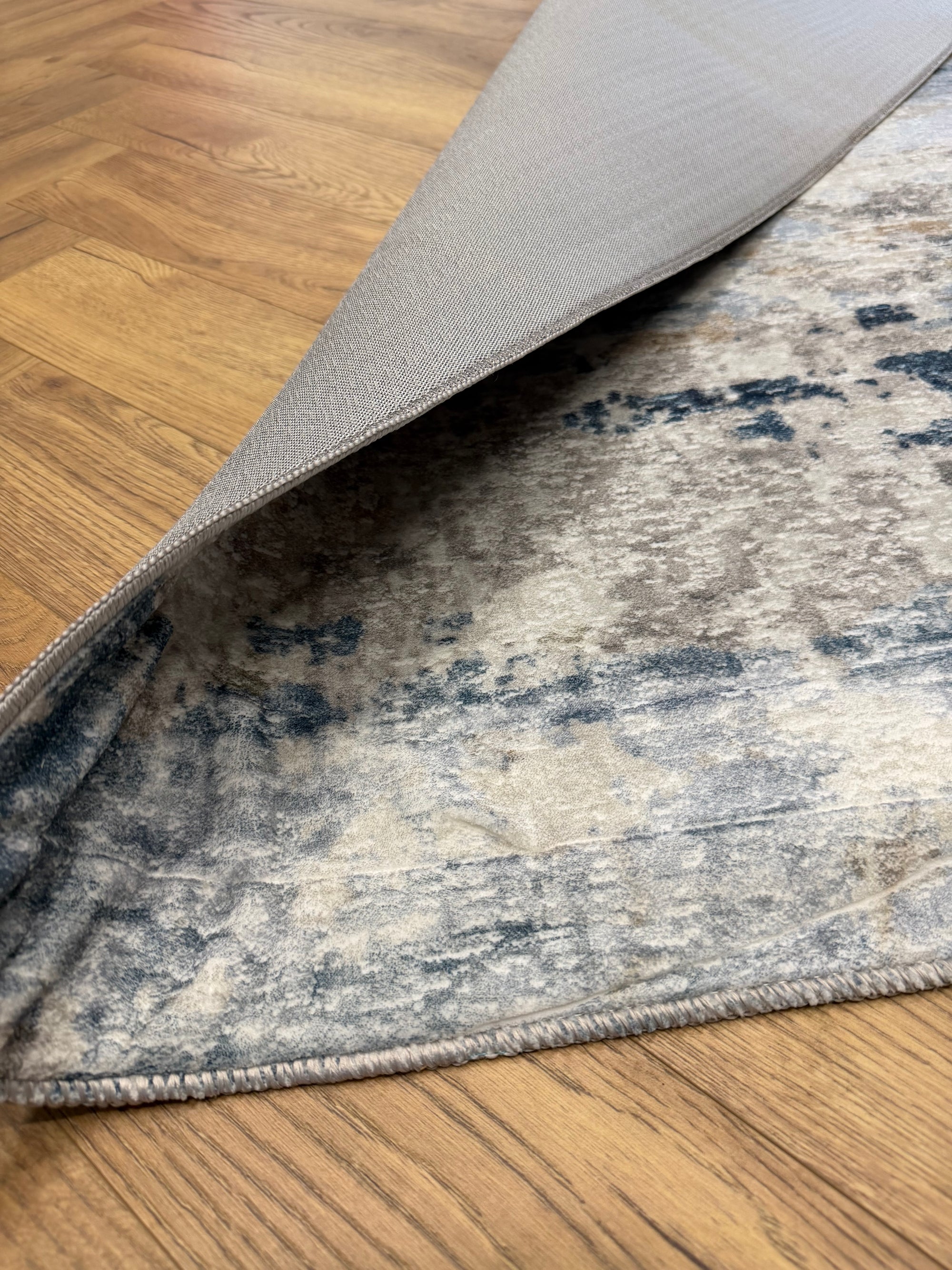 Spring Machine Washable Blue Beige Abstract Rug 180x270cm