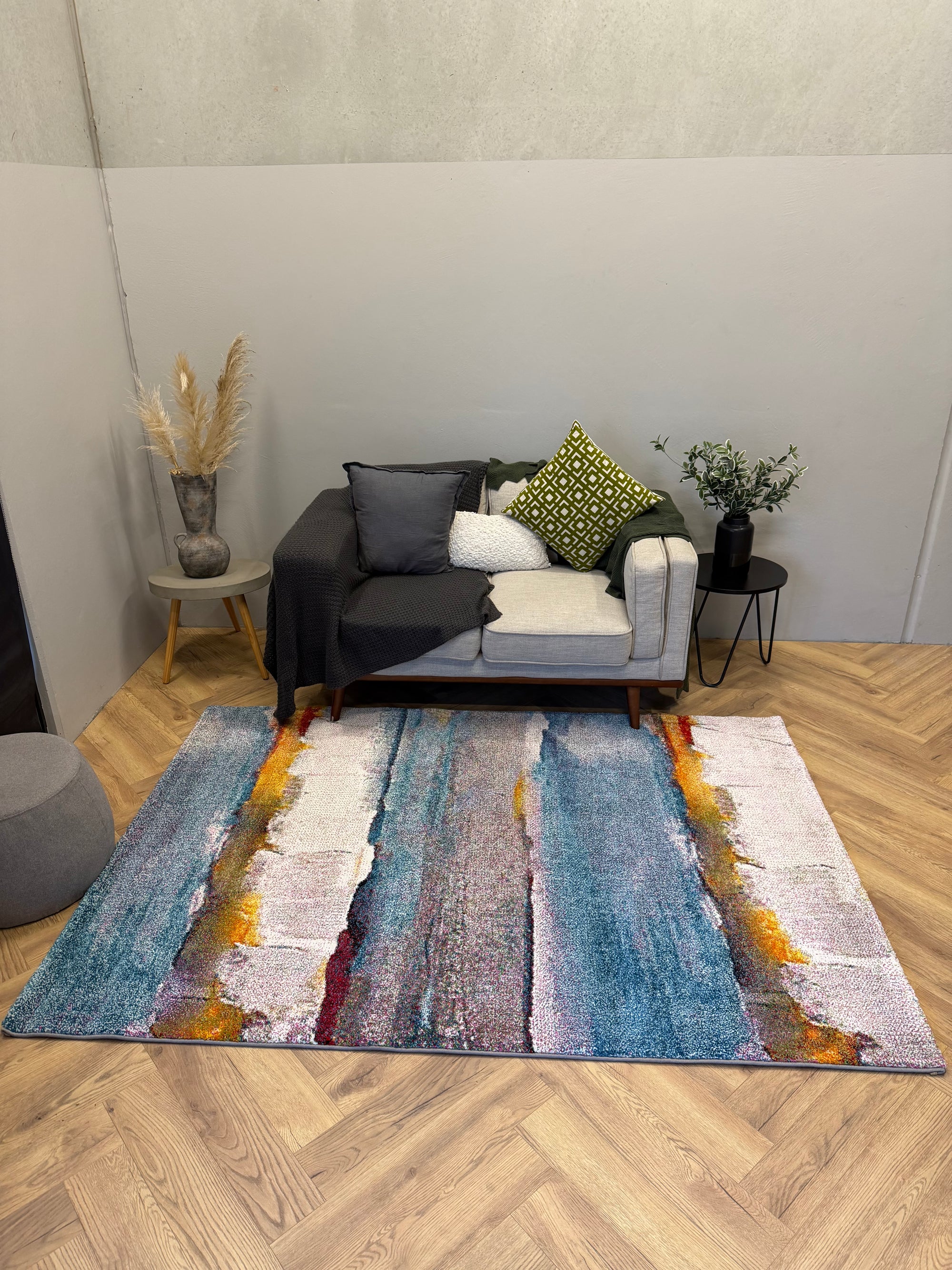 Picasso Horizon Teal colours Modern floor rug