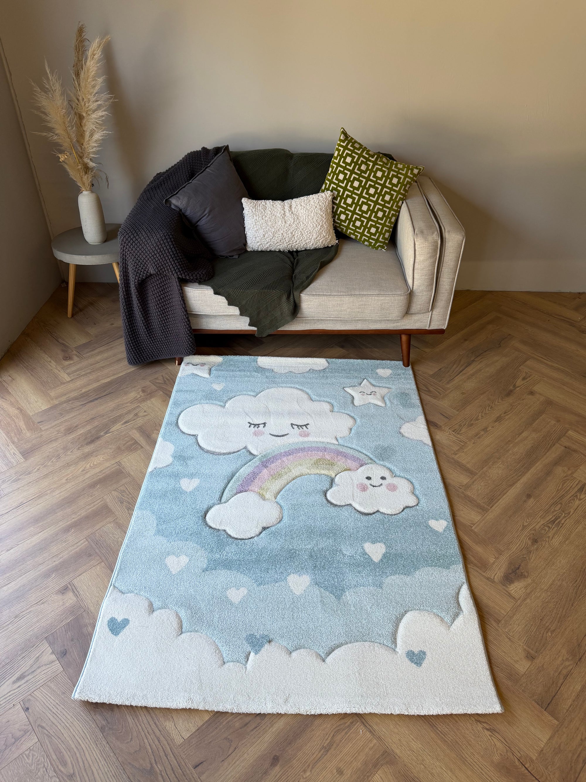 Sky Smiles Rainbow Rug – Blue 120x170