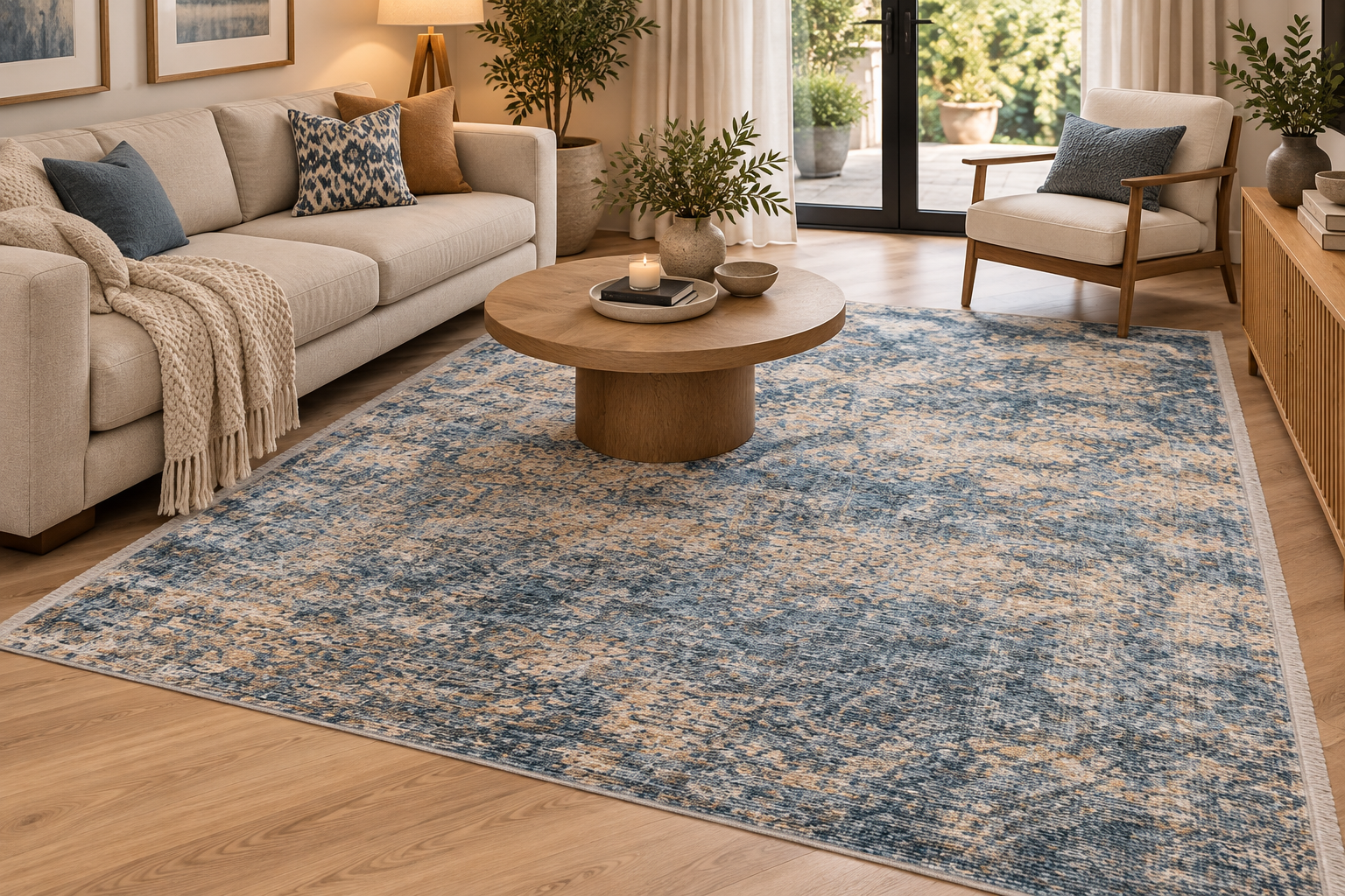 Flosker Vintage Blue Distressed Rug