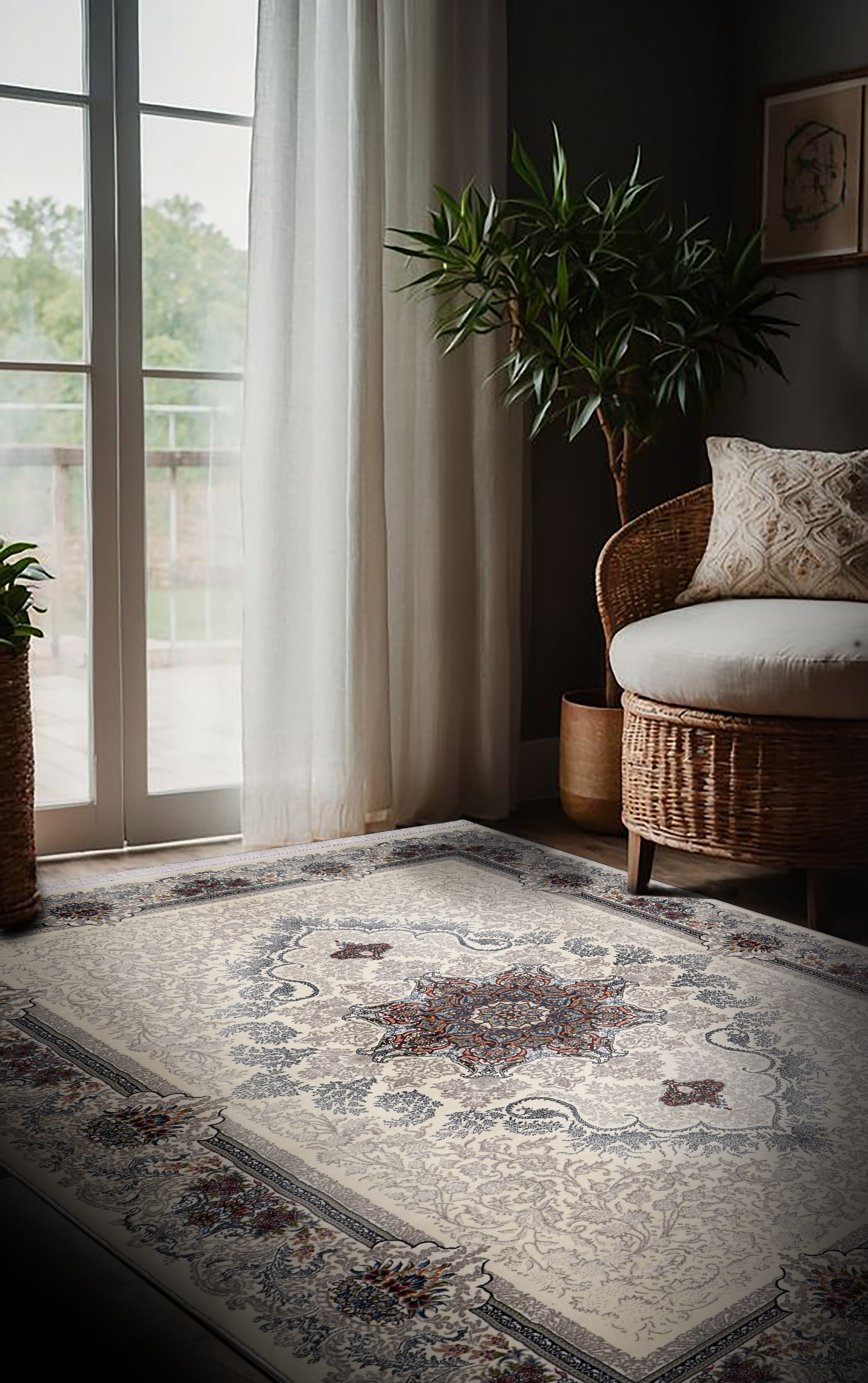 Hive 122 cream detailed Medallion rug