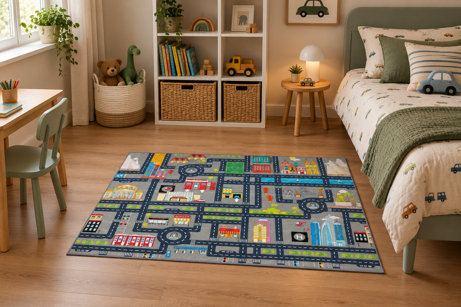 Kids City Adventure Road Map Rug 100x150cm