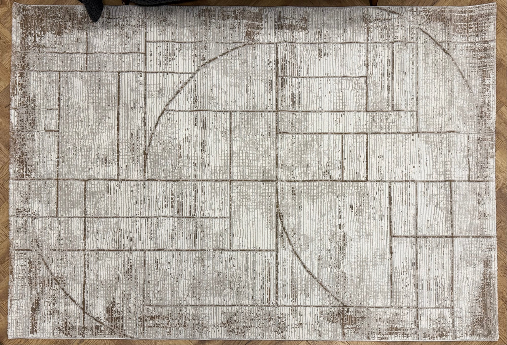 Betty Mosaic Cream beige Gold Rug