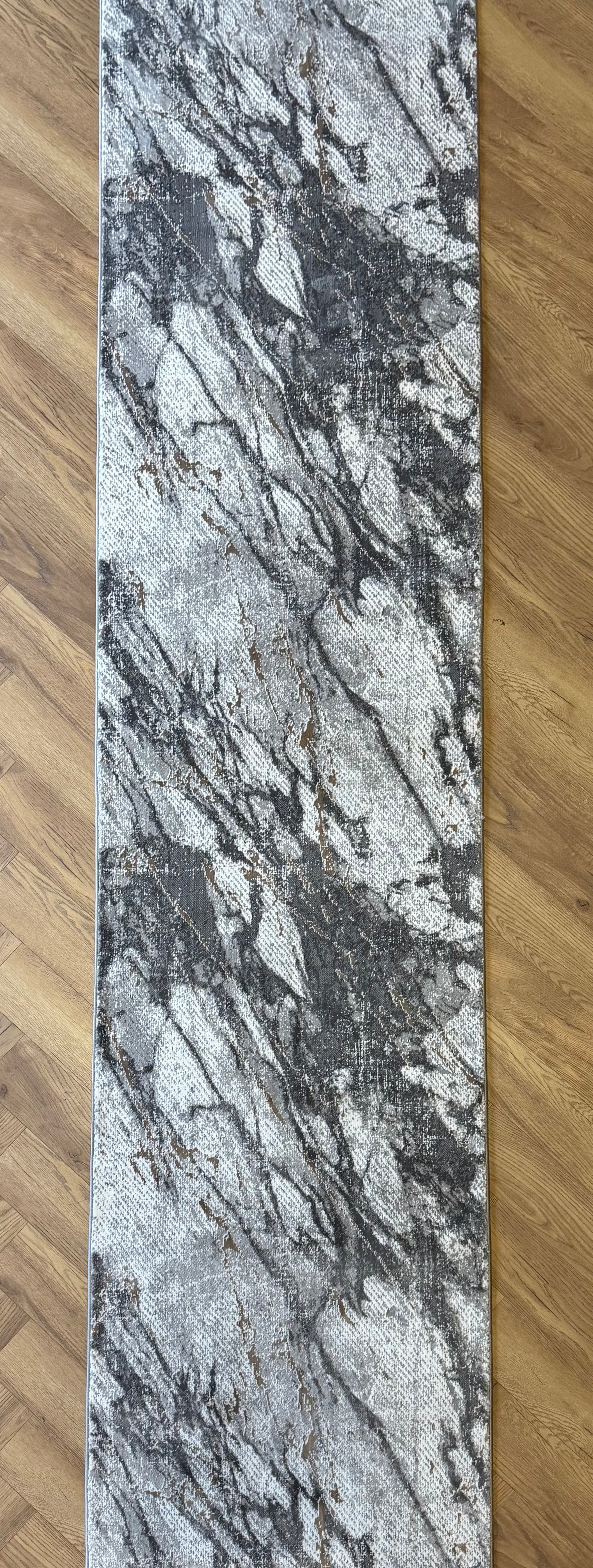 Merry Marble Grey Cream Runner 80cm Wide
