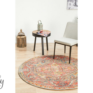 Heirloom Red Distressed Medallion Rug