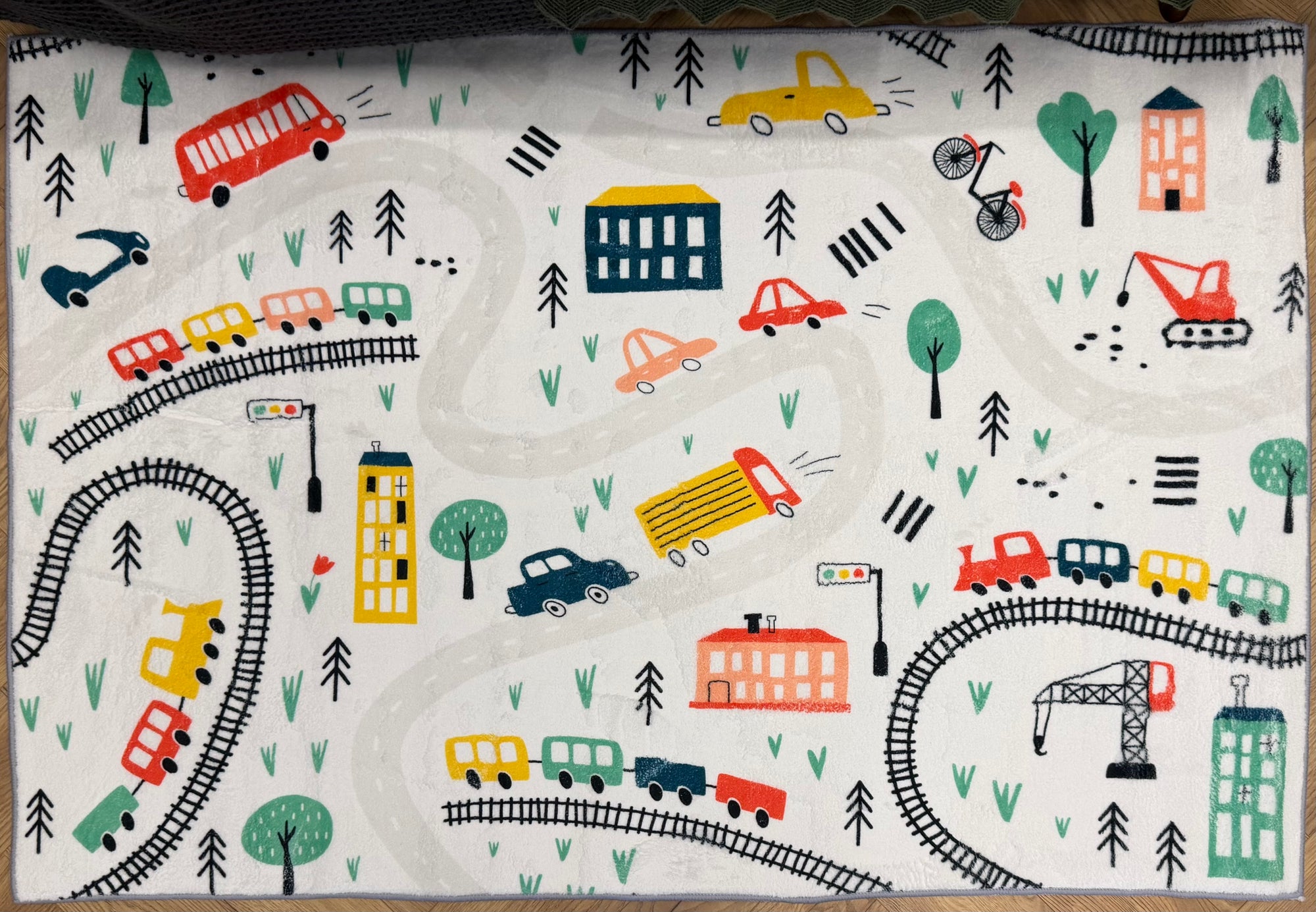 Kids Little Town Transport Play Rug 100x150cm