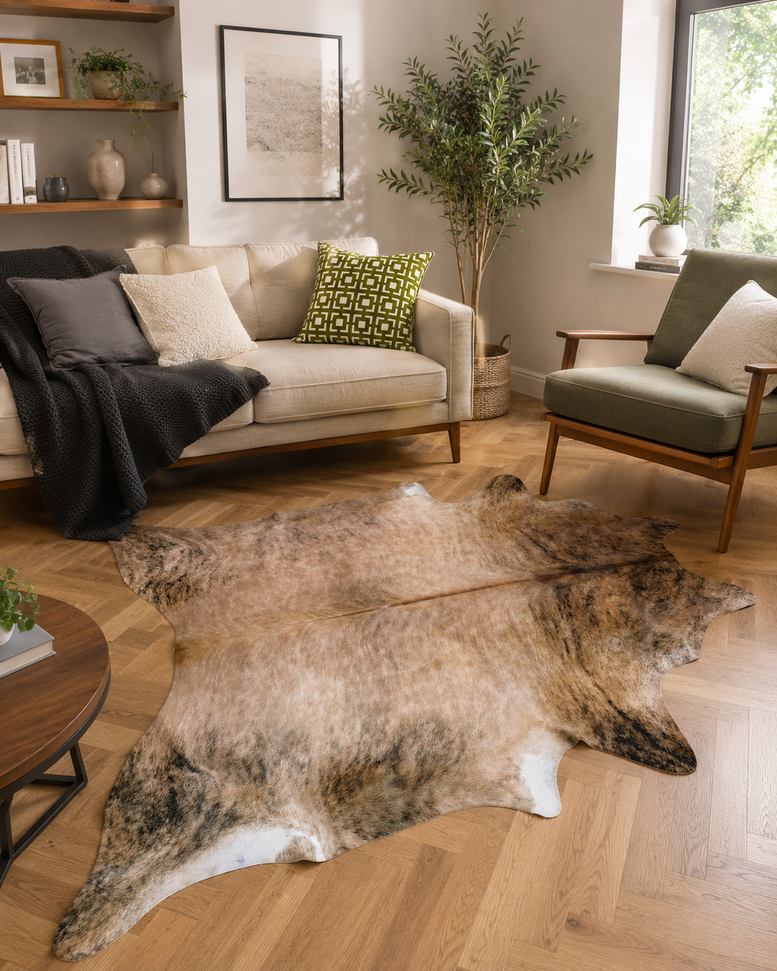 Savannah Brindle Faux Cowhide Rug – Natural Brown